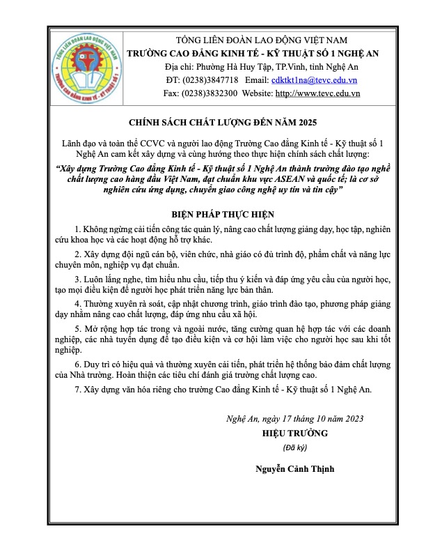 Chính sách chất lượng